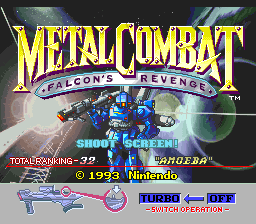 Metal Combat - Falcon's Revenge (USA) Title Screen